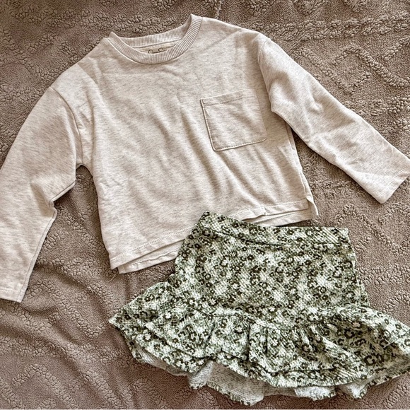 Jessica Simpson Other - 🌿 Jessica Simpson Girls 2-Piece Outfit | Size 4 | Long Sleeve Top + Ruffle Skirt